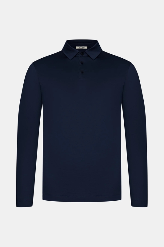 MIDNIGHT BLUE LONGSLEEVE POLO SHIRT