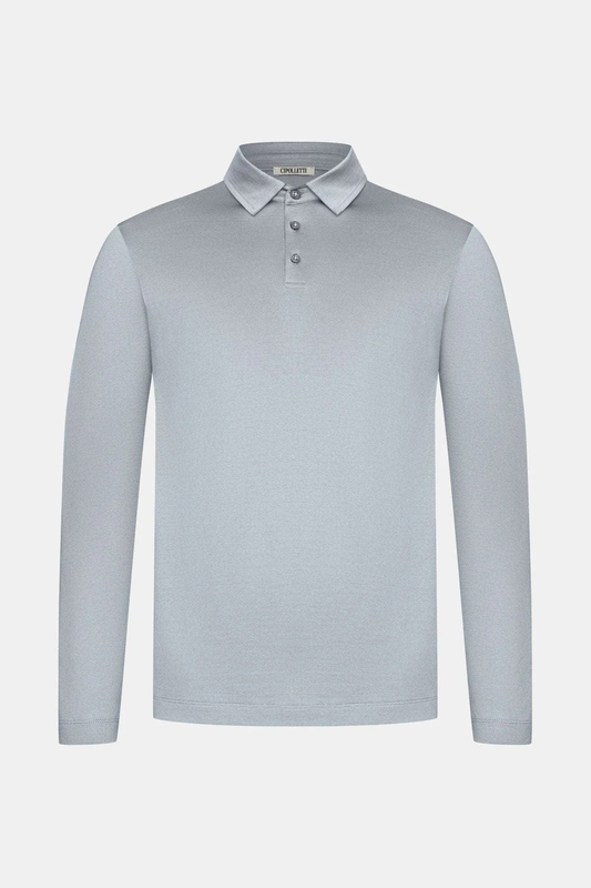 MIST GRAY POLO SHIRT LONG SLEEVE