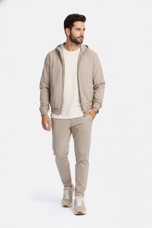 LIGHT BEIGE HOODED TECH SUIT
