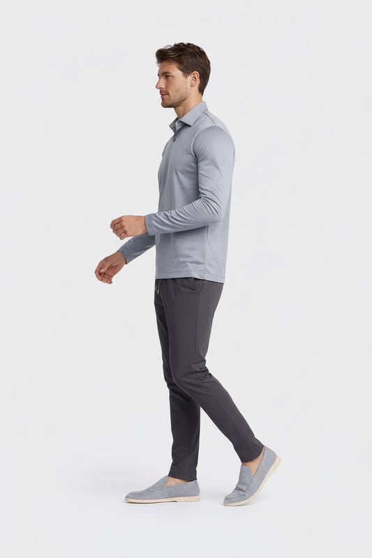 MIST GRAY POLO SHIRT LONG SLEEVE