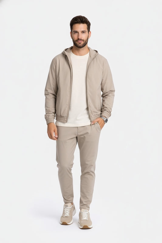 LIGHT BEIGE HOODED TECH SUIT