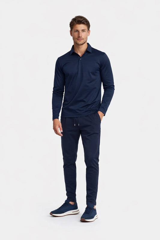 MIDNIGHT BLUE LONGSLEEVE POLO SHIRT