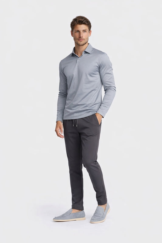 MIST GRAY POLO SHIRT LONG SLEEVE