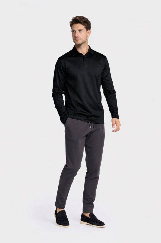 BLACK LONGSLEEVE POLO SHIRT