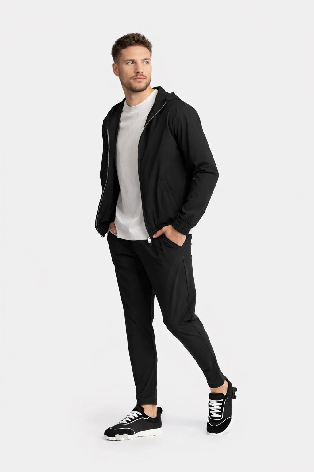 ONYX BLACK HOODED TECH SUIT