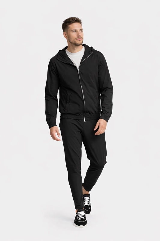 ONYX BLACK HOODED TECH SUIT