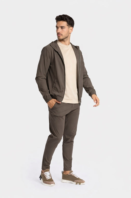 MOCHA BROWN HOODED TECH SUIT