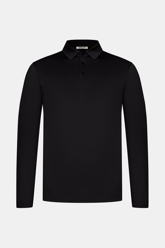BLACK LONGSLEEVE POLO SHIRT