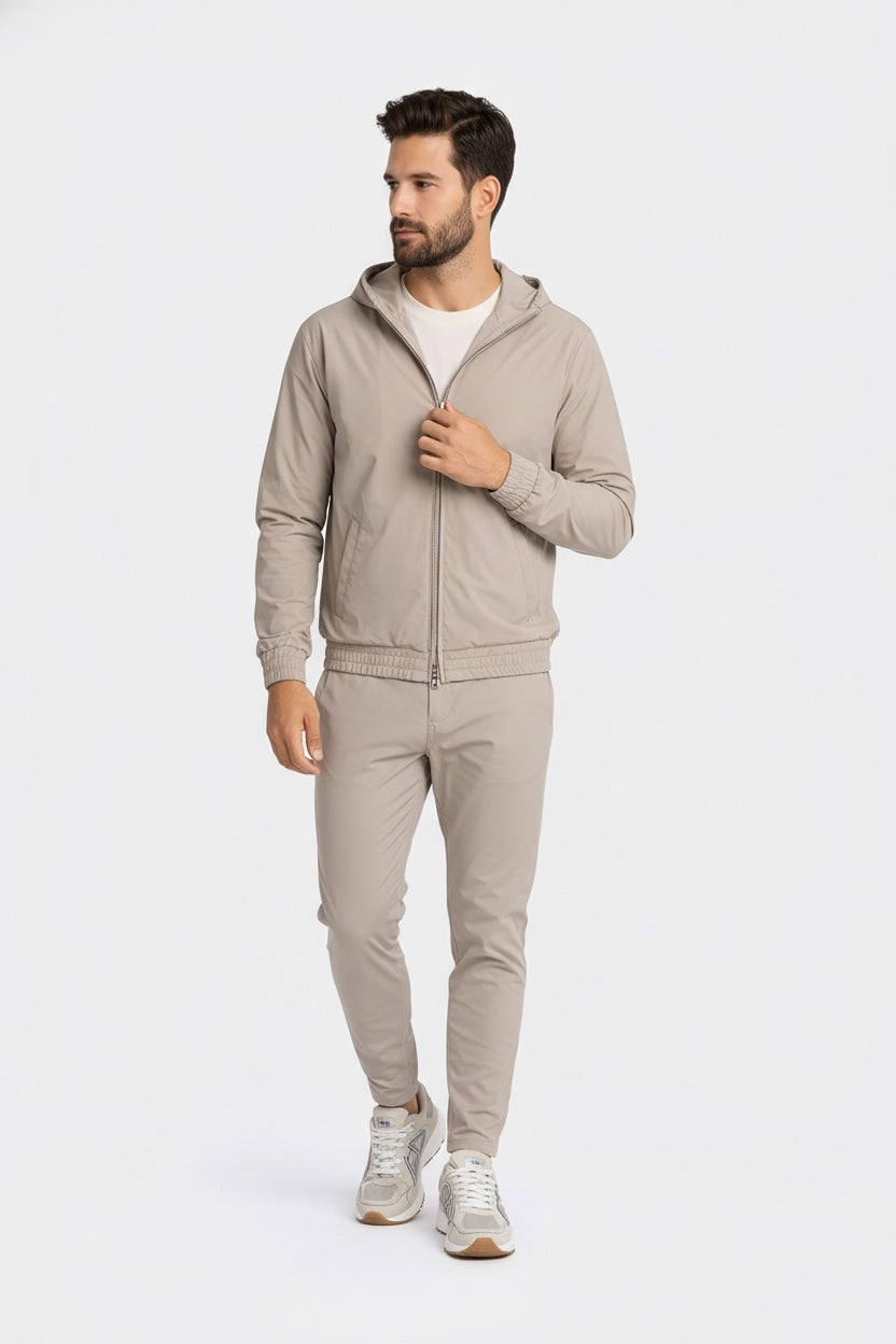 LIGHT BEIGE HOODED TECH SUIT