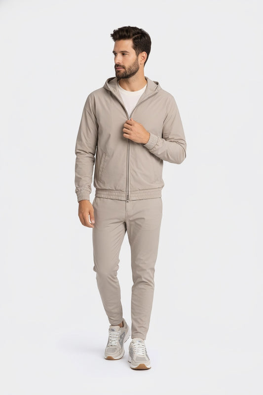 LIGHT BEIGE HOODED TECH SUIT