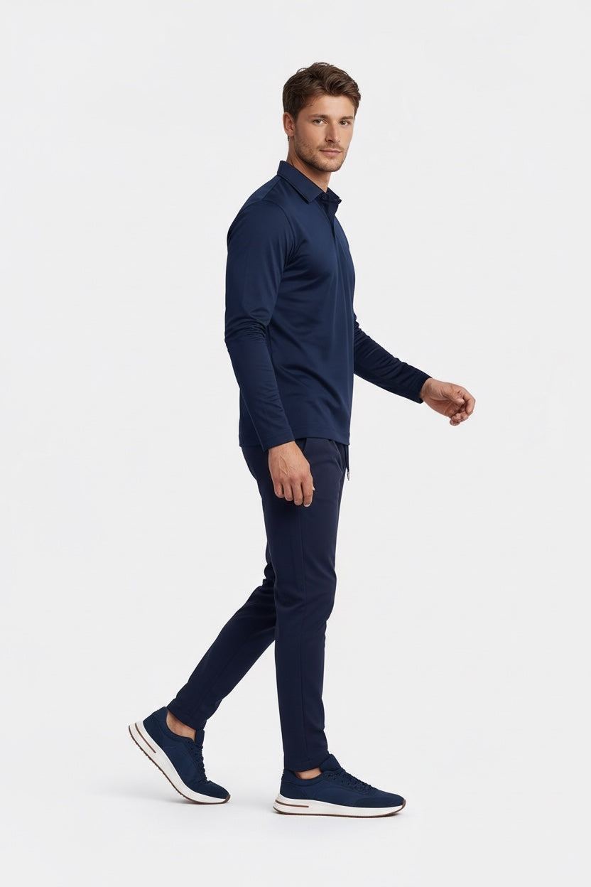 MIDNIGHT BLUE LONGSLEEVE POLO SHIRT