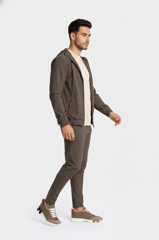 MOCHA BROWN HOODED TECH SUIT